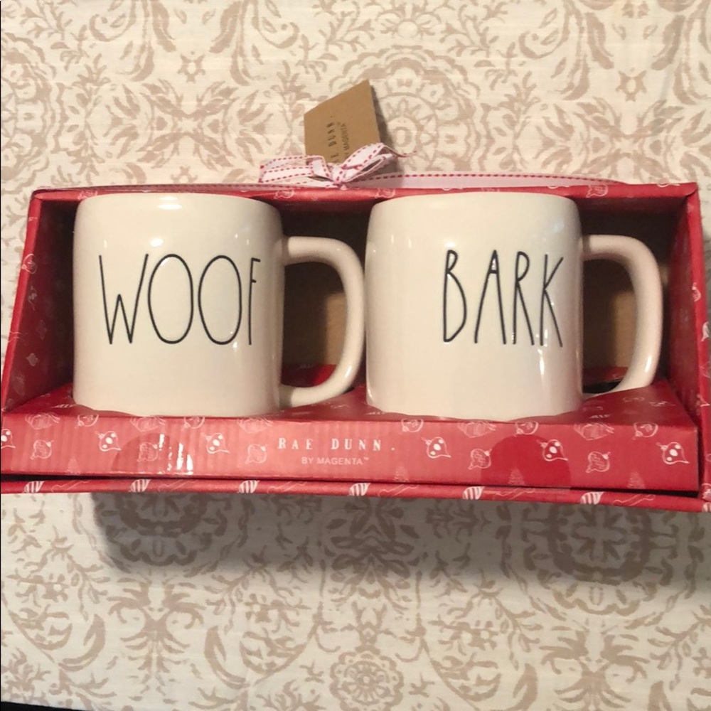 Rae Dunn mug set (WOOF)&(BARK)